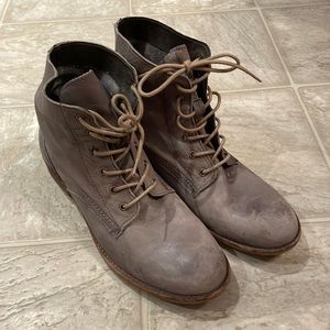 Grey leather boots